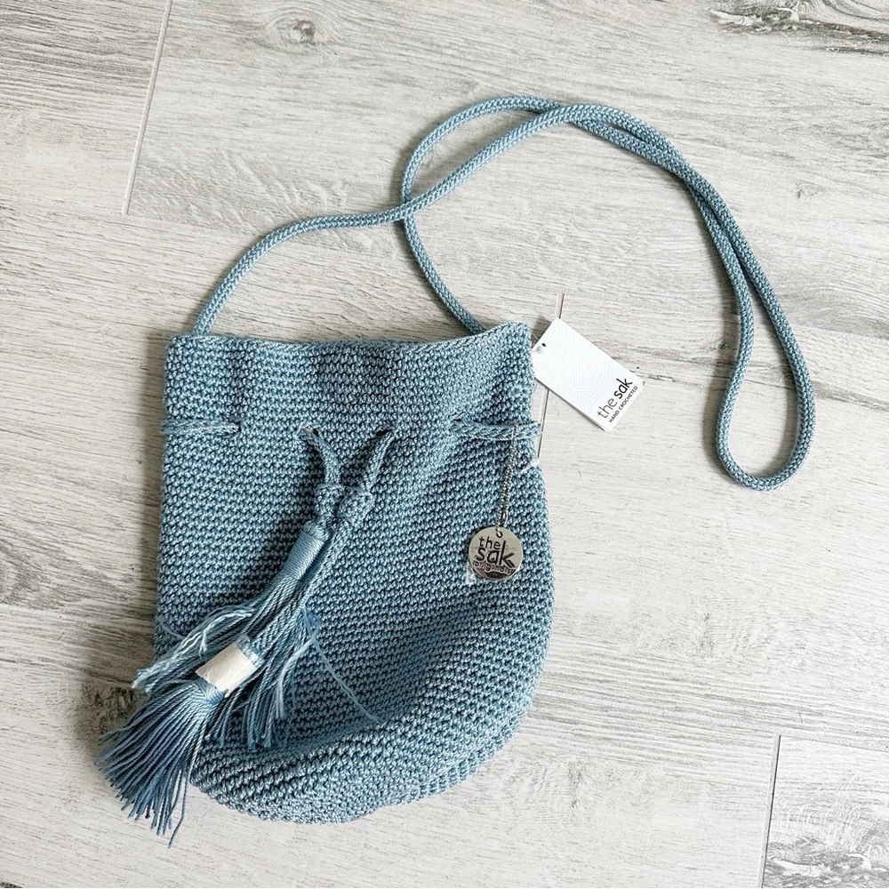 The Sak Arctic Blue Crochet Craze Drawstring Bag - Picture 1 of 8